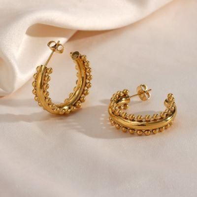 Manufacturer Custom Fashion Jewelry High Quality Waterproof Never Fade Earring 18K Gold Plated Earrings Stainless Steel Jewelry Non Tarnish