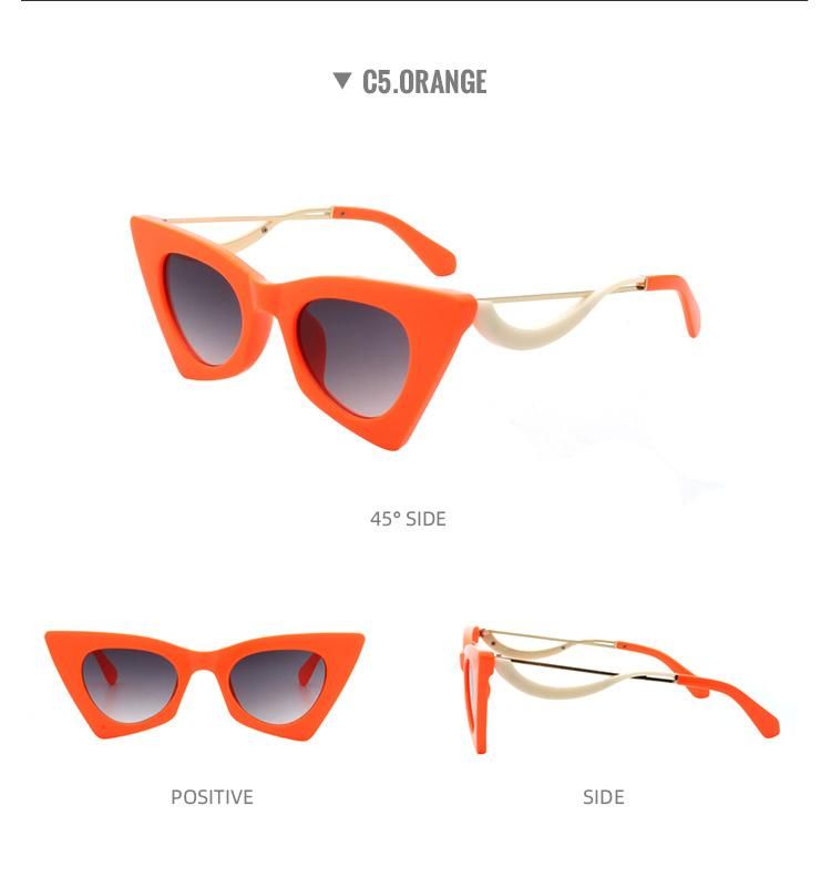 2022 Newest Vintage Luxury Triangle Design Sunglasses Women Cat Eye