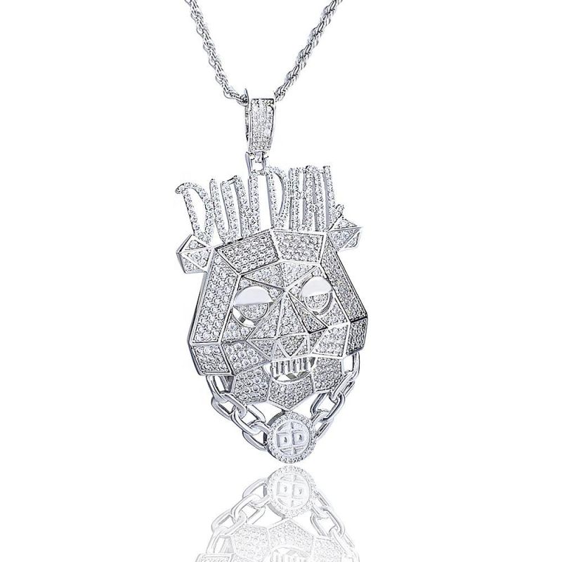 Men White Gold Trap Animal Hollow Style Iced out Pendant