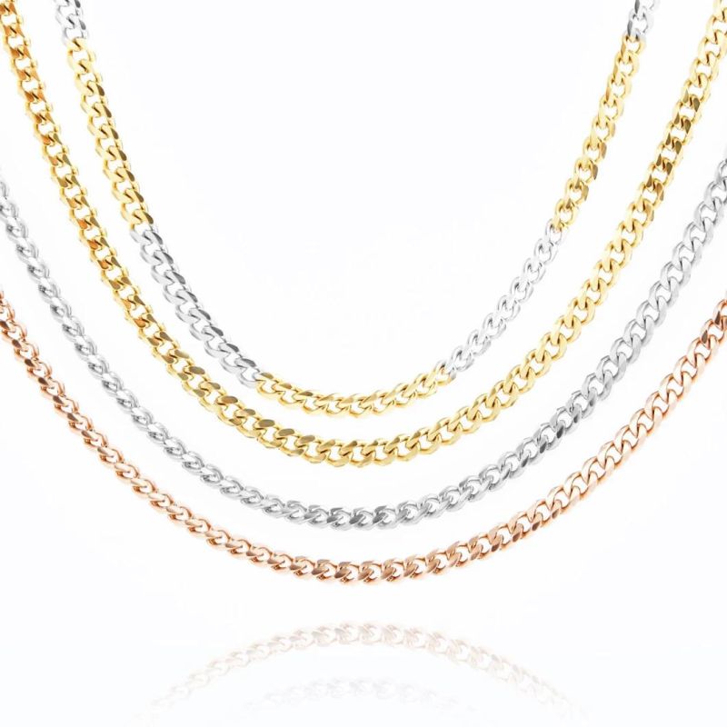 Fashion Accessoreis 18K Gold Plated Hip Hop Necklace Curb Six Facted Polised Chain Jewelry for Bracelet Anklet Necklace Design