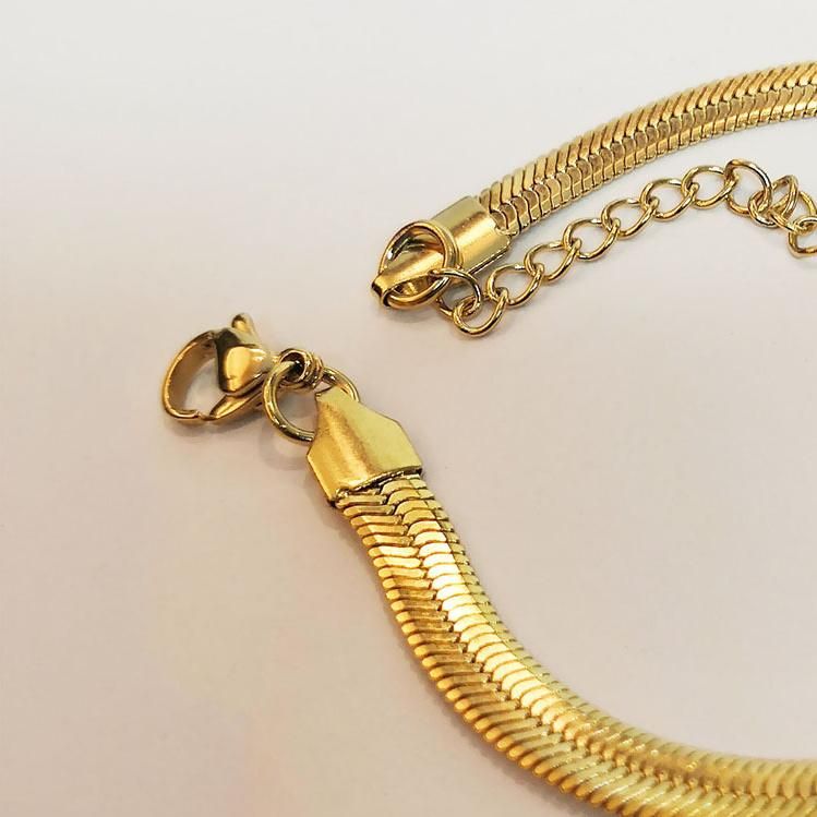 Stainless Steel Flat Snake Chain in Gold Silver for Women Men Charm Fashion Snake Chain Necklace Hip-Hop Jewelry