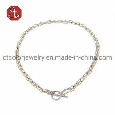High Quality 925 Silver Double Color Chain Fashion Jewelry Necklaces