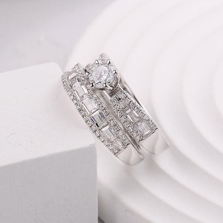 925 Silver Luxury Elegant High Quality Jewellery Fashion Accessories Factory Wholesale CZ Moissanite Ring for Trendy Women