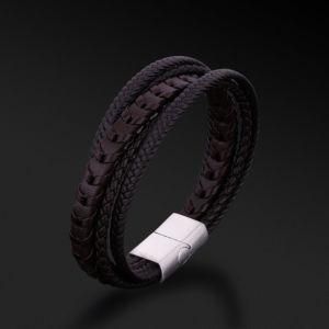 fashion Design &#160; Men &#160; Multilayer Weave Leather Stainless steel Accessories Bracelet