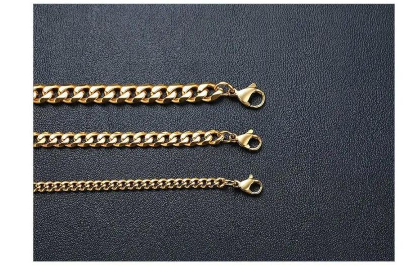 Vnox Cuban Chain Necklace for Men Women, Basic Punk Stainless Steel Curb Link Chain Chokers, Vintage Gold Tone Solid Metal Collar Dropshipping Wholesale