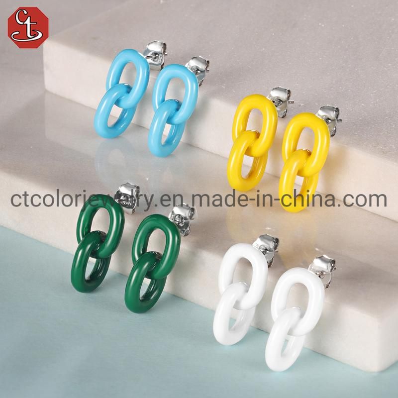 OEM/ODM Multicolor Enamel 925 Sterling Silver and Brass Earring