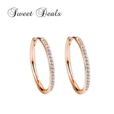 Fashion Rose Gold Plated Silver Hoop Earrings