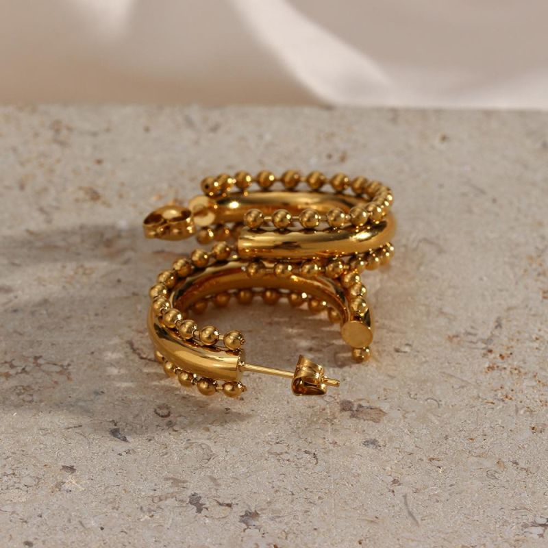 Manufacturer Custom Fashion Jewelry High Quality Waterproof Never Fade Earring 18K Gold Plated Earrings Stainless Steel Jewelry Non Tarnish