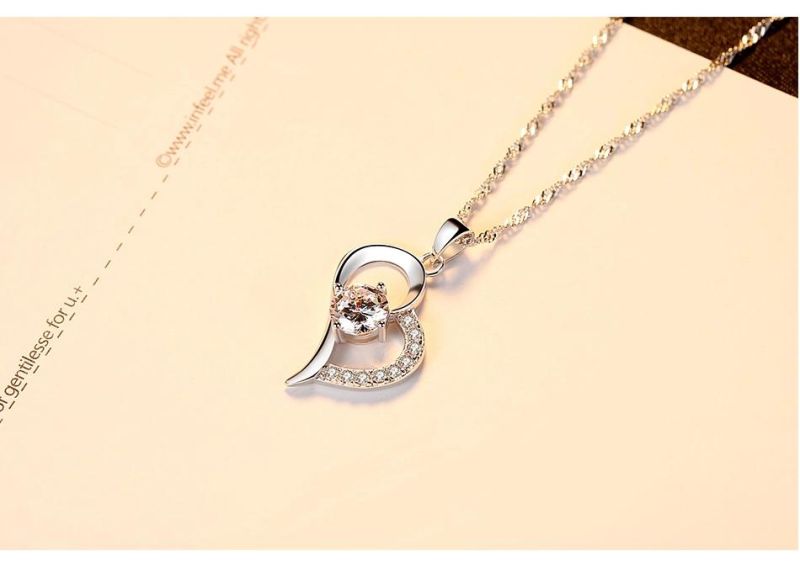 Wholesale Plated Copper Pave Zircon Necklace Heart Shaped Jewelry