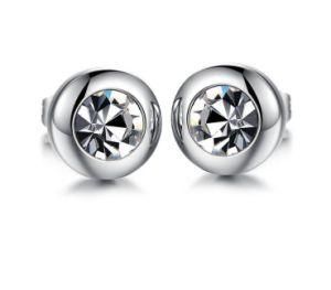 Grace Clear Crystal Silver Color Stud Earrings Jewelry Made with Genuine Austrian Crystal Wholesale