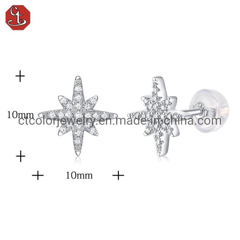 High quality 925 sterling silver (10*10)mm moissanite broken drill meteor earrings for girls