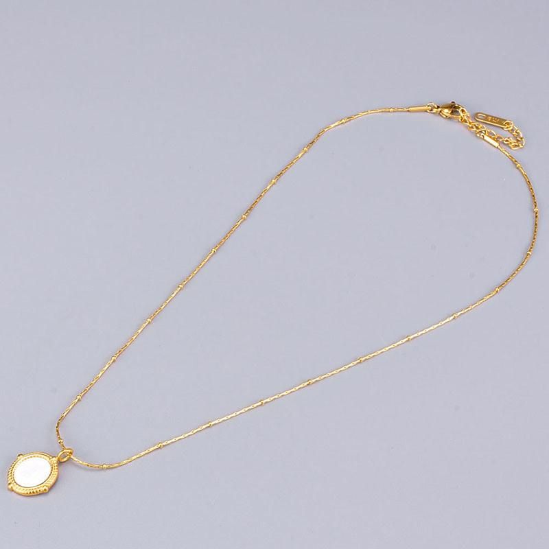 White Lady Shell Oval Court Lolita Ballpoint Necklace Jewelry