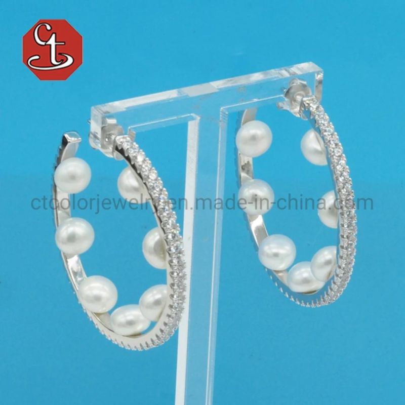 Fashion Shell Gray Pearls Stud Earrings Trendy C Shaped Aesthetic Personality Shell Pearl Earring