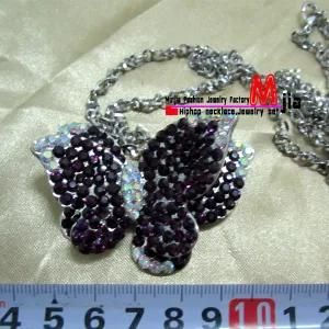 New Fashion Zinc Alloy Butterfly Necklace with Fully Rhinestones (MBJ5611)