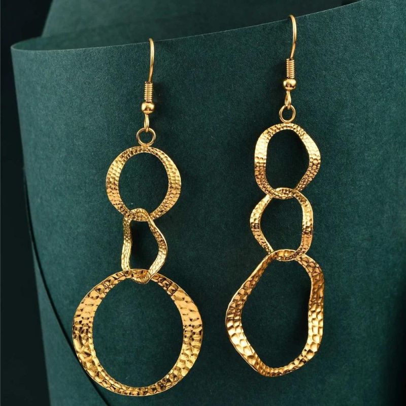 Stainless Steel Necklace Fashion Jewelry Accessories Gold Plated Earring for Lady