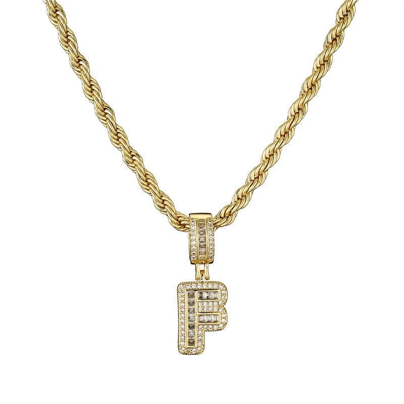 Fashion Hip Hop Copper Brass Gpld Plating Zircon Necklace