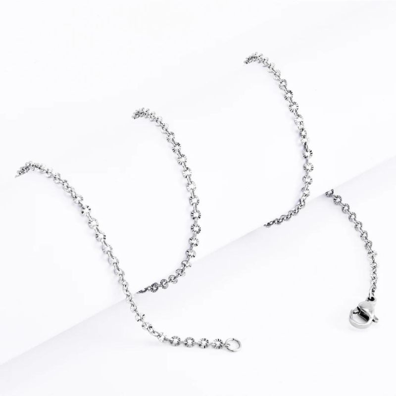 Fashion Gift Jewellery Set Stainless Steel Necklace Cable Chain with Flower Embossed for Jewelry Craft Design DIY