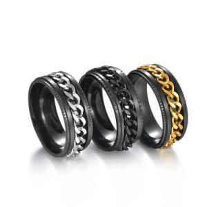 Cool Stainless Steel Rotatable Men Ring High Quality Spinner Chain Punk Women Jewelry for Party Gift