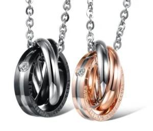 Hot Sale Couple Jewelry Titanium Steel Rose Gold and Black Lovers Necklace &amp; Pendants Best Lovers Gifts Women Men Jewelry