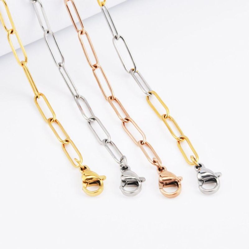 Stainless Steel Gold Plated New Popular Cheap Jewellery Design Long Flat Cable Chain Necklace Bracelet Fashion Design