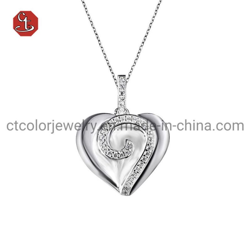 Delicate Heart 925 Sterling Silver Pendant Necklace with CZ