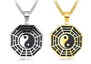 Yin Yang Ba Gua Eight Trigrams Amulet Pendant Necklaces Men Stainless Steel Lucky Charm Necklace Silver/Gold Color