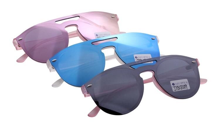 Fashion Rimless One Piece Mirror Lens UV400 Polarized Unisex Sunglasses