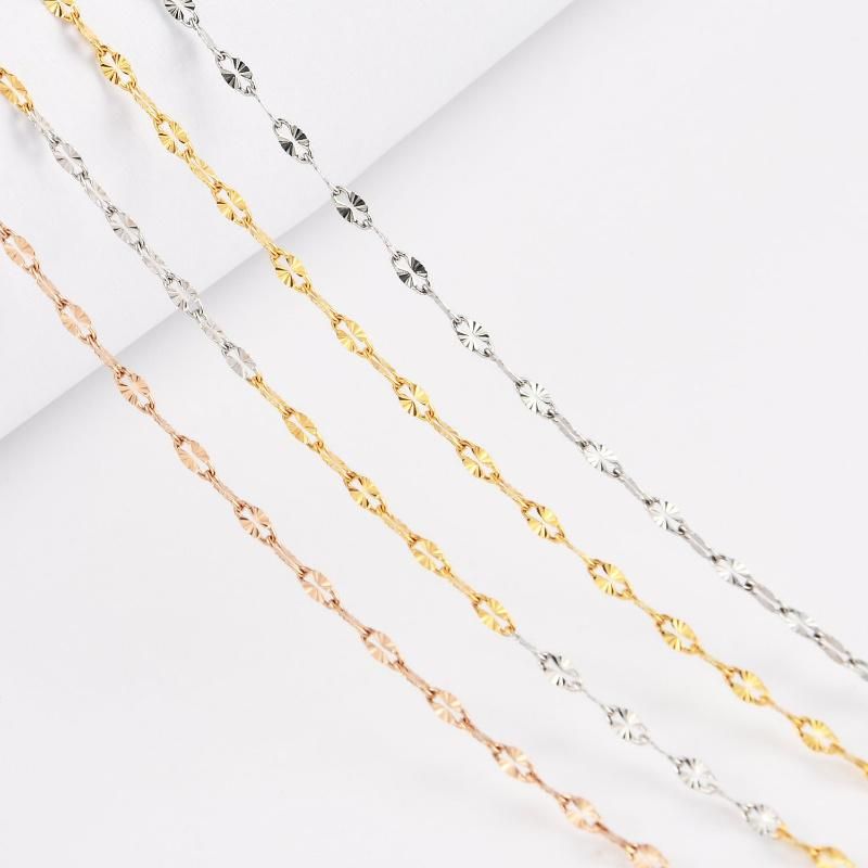 Wholesale Fashion 18K Gold Plated Lip Chain Embossed Handcraft Layering Necklace Bracelet Anklet Making Jewelry