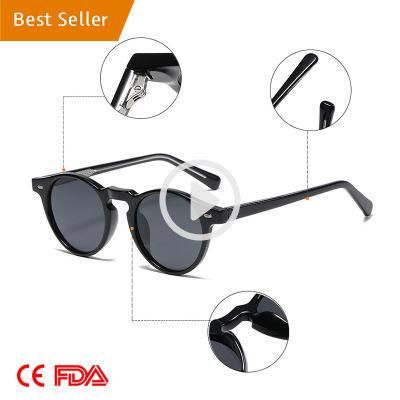 2022 High Quality Tr90 Round UV400 Tac Polarized Custom Designer Sunglasses with Metal Insert Hinge Wholesale Sunglass