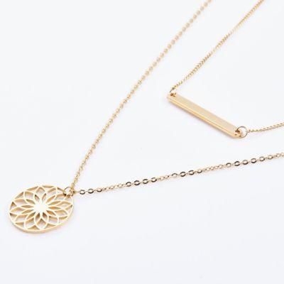 Gold Plated Jewelry Stainless Steel Layering Necklace for Girls with Custom Charm Pendant
