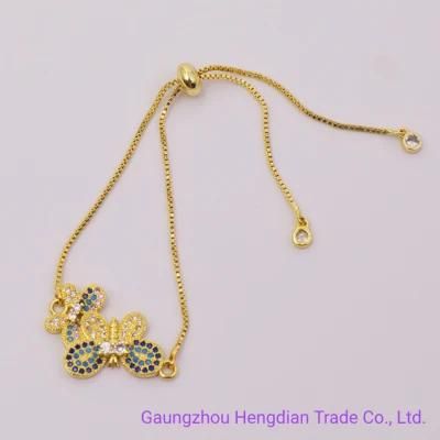 18K Gold Plated Fashion Charm Bangle Adjustable Chain Bracelet Jewelry for Women