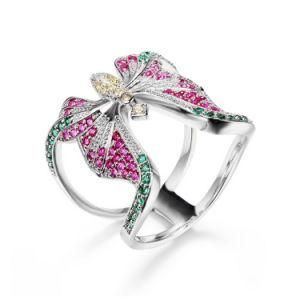 Fashion Costume Match Jewelry 925 Silver Cubic Zirconia Butterfly Ring