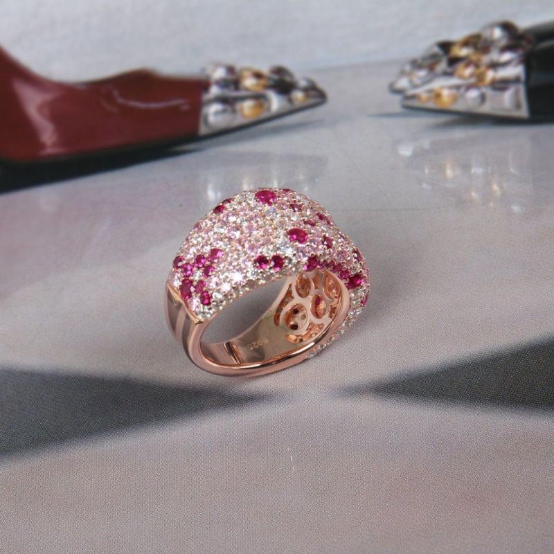 925 Silver Luxury Ring Design in Rose Gold Plating