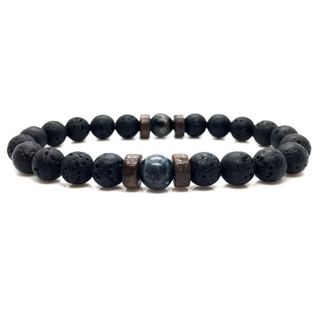 Promotion Gift Men Natural Bead Lava Stone Bracelets Fashion Jewelry