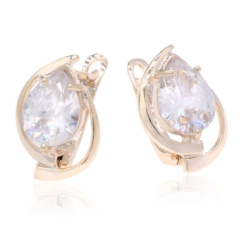 Fashionable Cute Girl CZ Circle Shaped Zirconia Party Jewelry Earrings