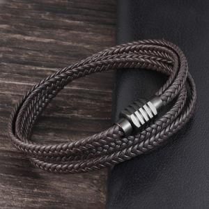 Personalized Leather Jewelry High Quality Multilayer Black Men Real Leather Bracelet