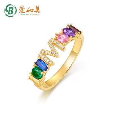 Letter M Cubic Zirconia Pave Ins Jewelry Gold Plated 925 Sterling Silver Ring Jewellery