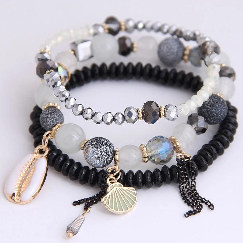Fashion Jewelry Bohemian Strings Oceanic Style Multi-Layered Beaded Crystal Bracelets