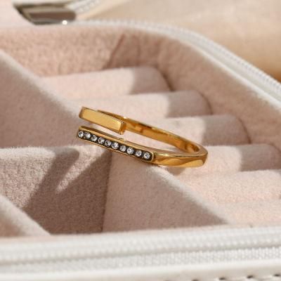 Manufacturer&prime;s Custom Fashion Jewelry Matte 18K Gold-Plated Stainless Steel Jewelry Ring Jewelry Gold-Plated Ring