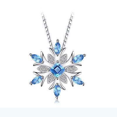 925 Sterling Silver Snowflake Pendant for Fashion Women Fine Jewelry with Cubic Zirconia