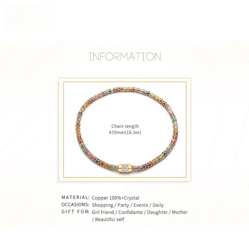 Wholesale Plated Copper Pave Colorful Zircon Necklace Jewelry