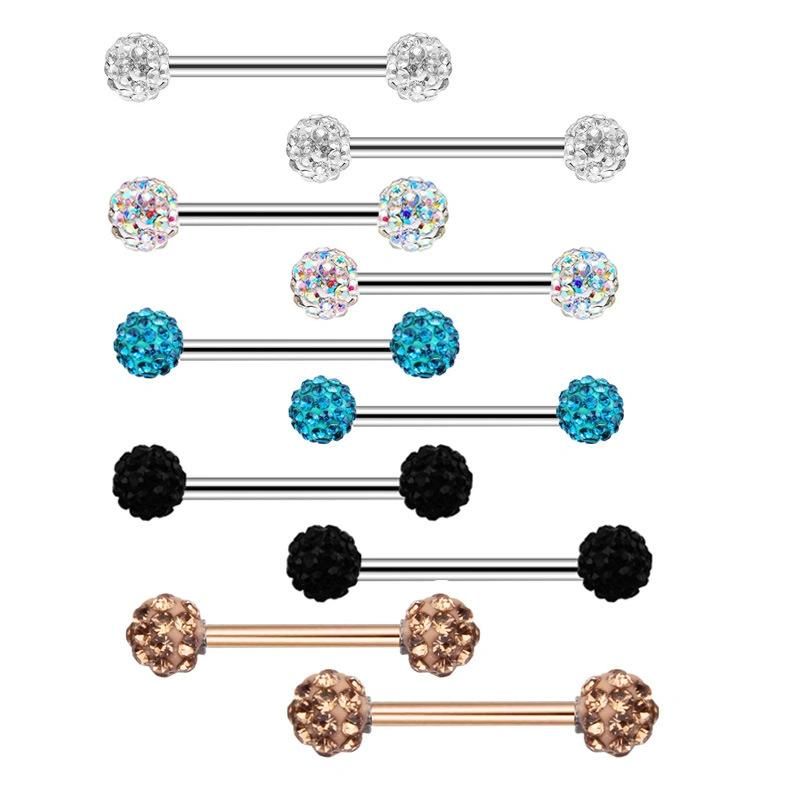 Stainless Steel Nipple Rings Tongue Rings CZ Crystal Barbell Heart-Shape Piercing Jewelry