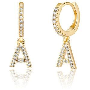 2020 Fashion Gold Plated Initial Alphabet Letter Crystal Huggige Earrings Jewelry