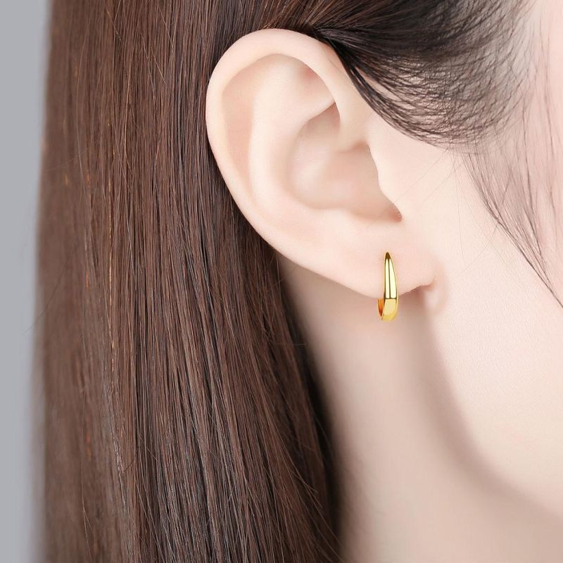 925 Sliver Plain Gold Large Square Hoop Earrings Statement