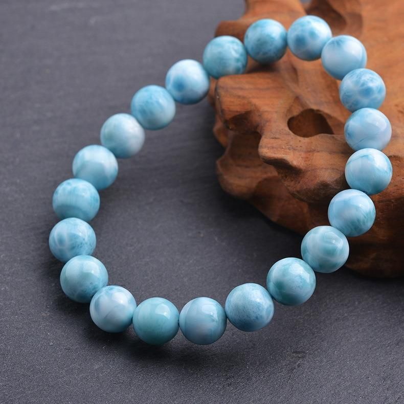 Dominican Natural Larimar Beads Bracelet
