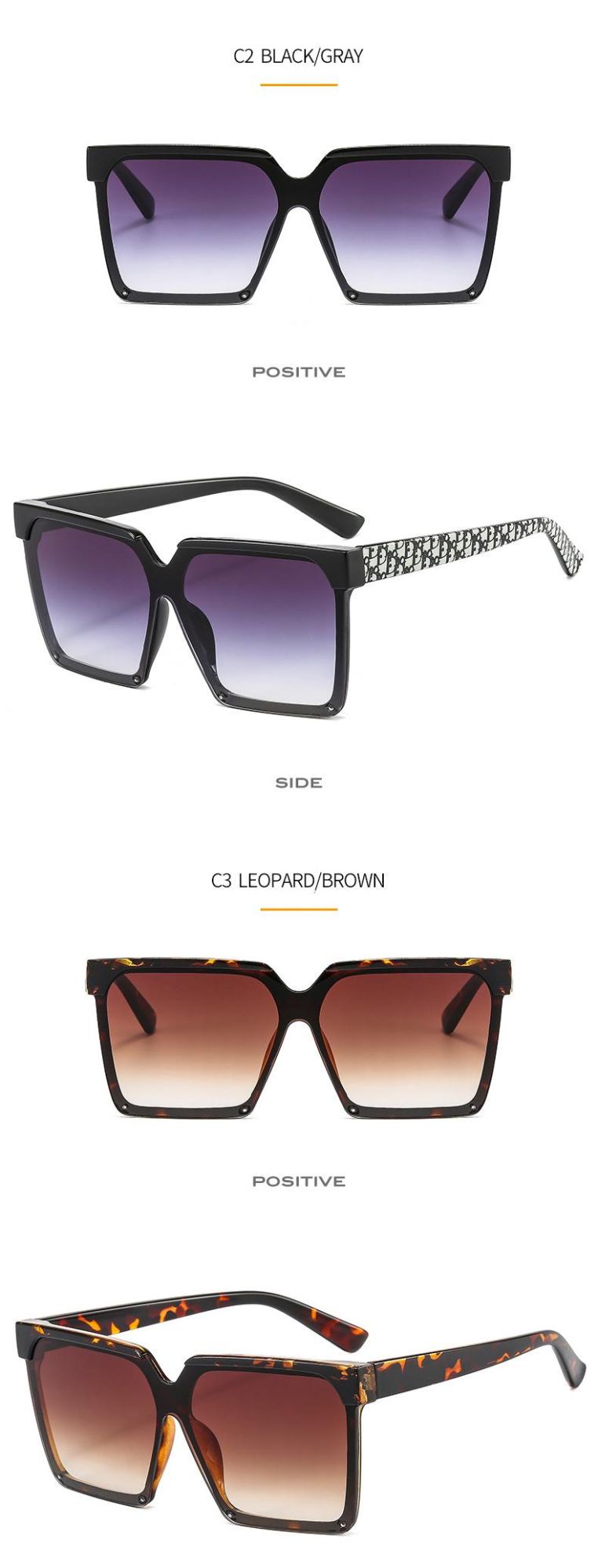 2022 New Fashion Square Cat Eye Sunglasses Women Men Vintage Brand Designer Black Leopard PC Lens Colorful Frame Sunglasses