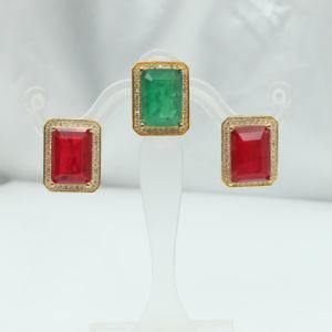 Sterling 925 Silver Earrings with Gemstone or Brass with Synthetic Stone with Gold Plated.