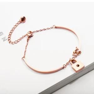 Fashion Women Diamond Heart Jewelry Adjustable Stainless Steel Bracelet