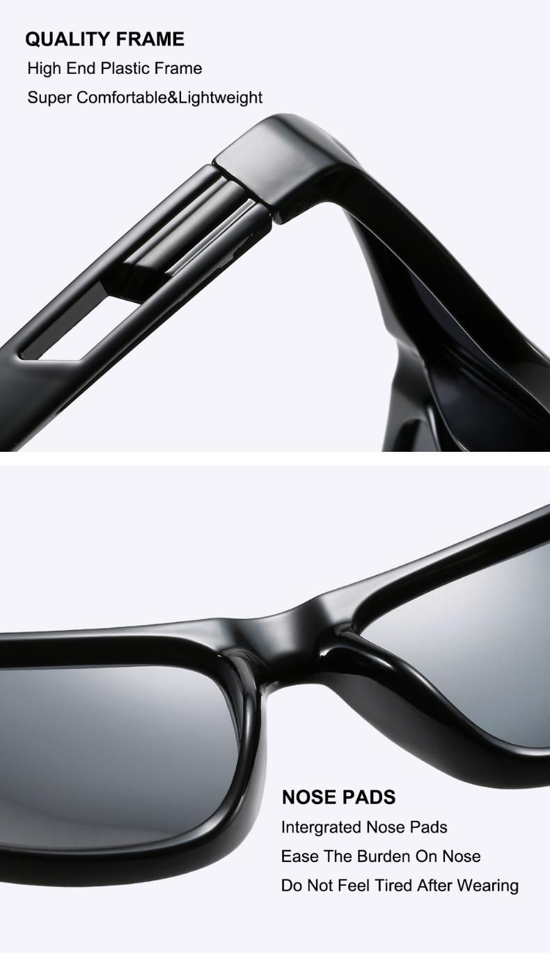 2022 Latest Design Outdoor Square Frame UV400 Mirror Lens Cycling Sports Polarized Sunglasses Men for Driving