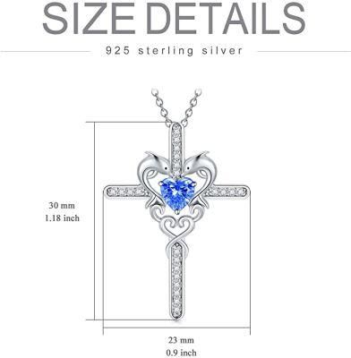 Love Heart God Cross Pendant Women Silver Cubic Zirconia Diamond Cross Necklaces CZ Cross